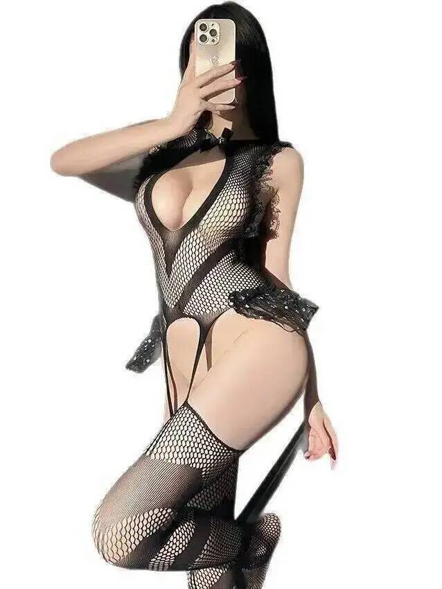 Fishnet Stocking Women - Bodystocking Sexy com Renda e Rede,