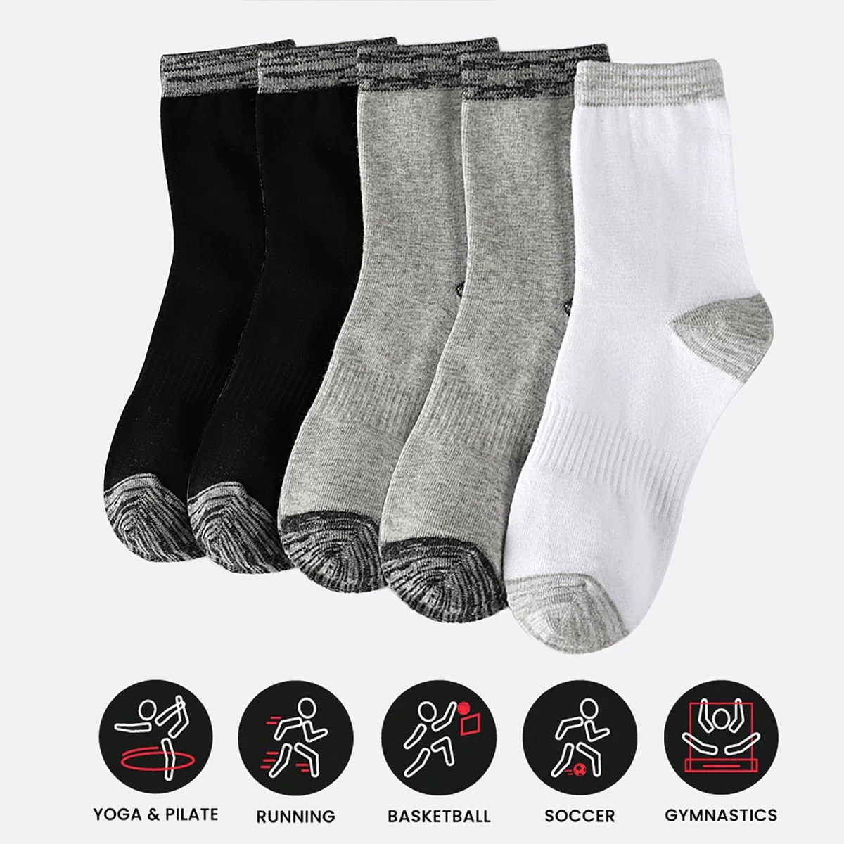 Athletic Sock Cushion - 1/5 Pares de Meias Esportivas Masculinas