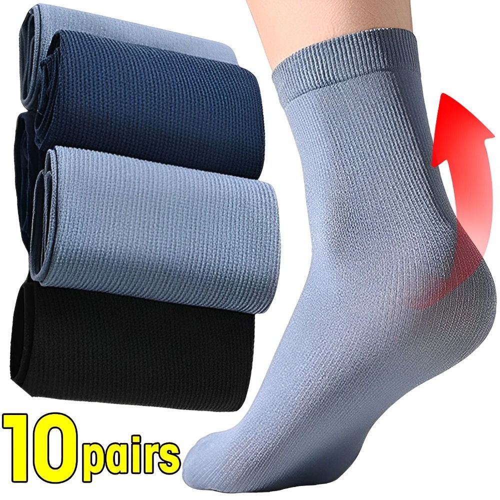 Silk Sock Bamboo - 10 pares casuais respiráveis homens meias