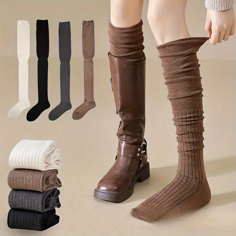 Boot Sock Slouchy - 1-10 pares feminino acima do joelho