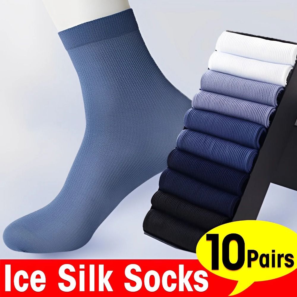 Silk Sock Bamboo - 10 Pares de Meias Masculinas Respiráveis