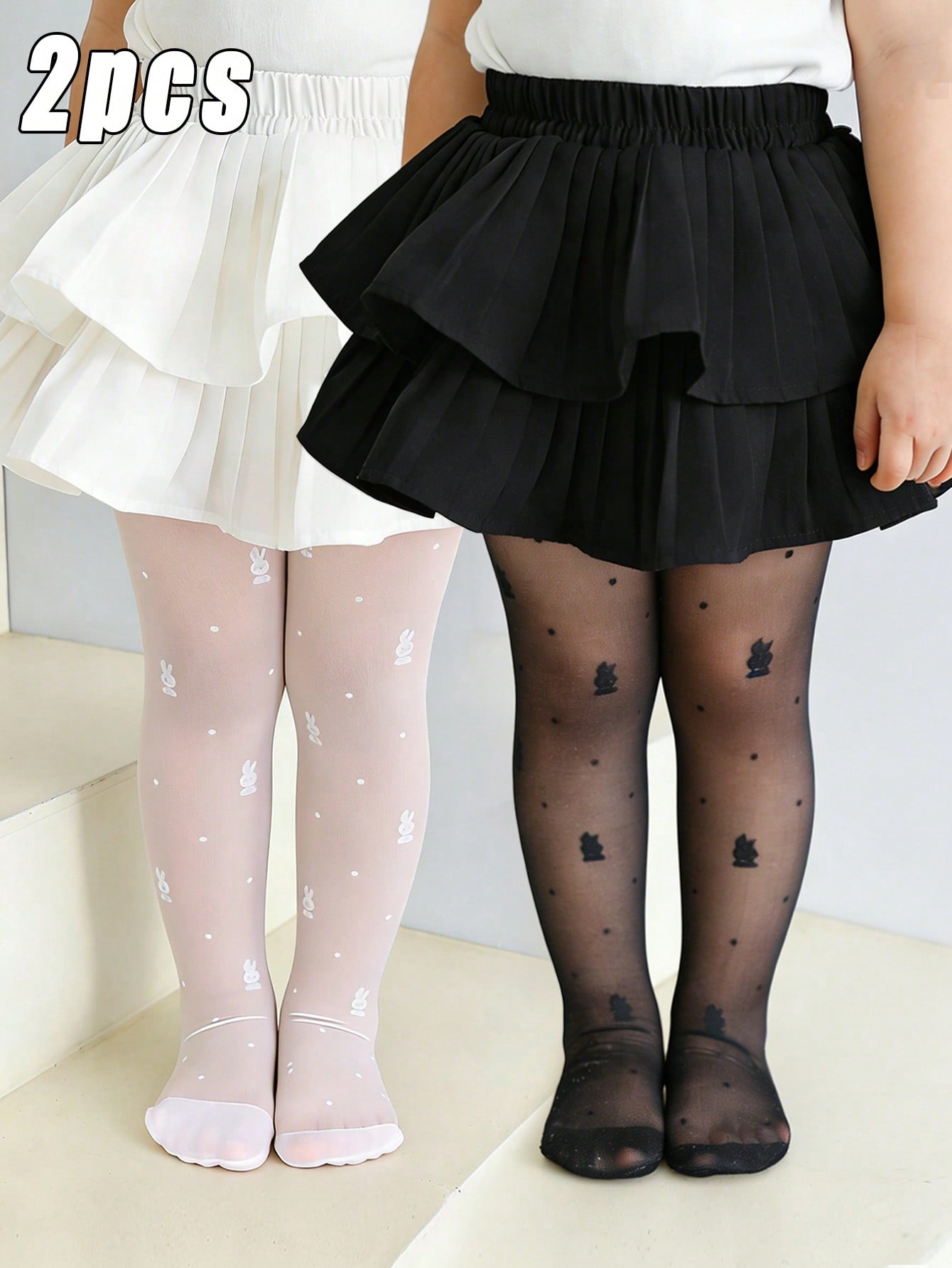 Tights Pantyhose Sheer - Pacote com 2 meias-calças infantis com
