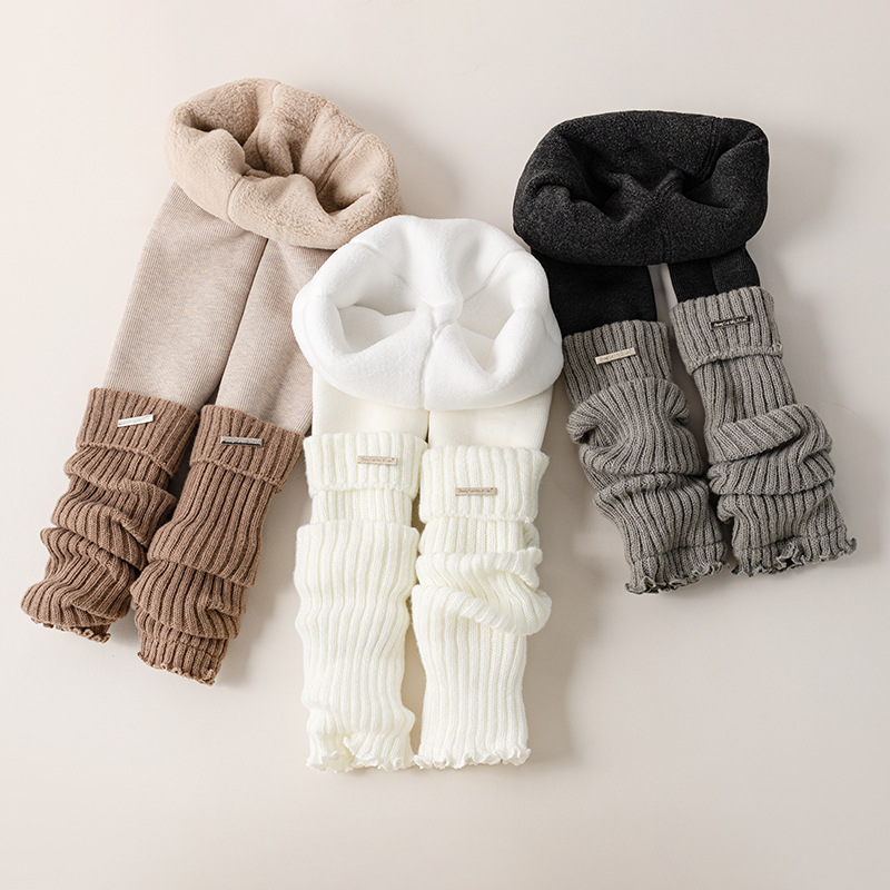 Boot Sock Slouchy - Crianças térmicas engrossadas leggings meninas malha