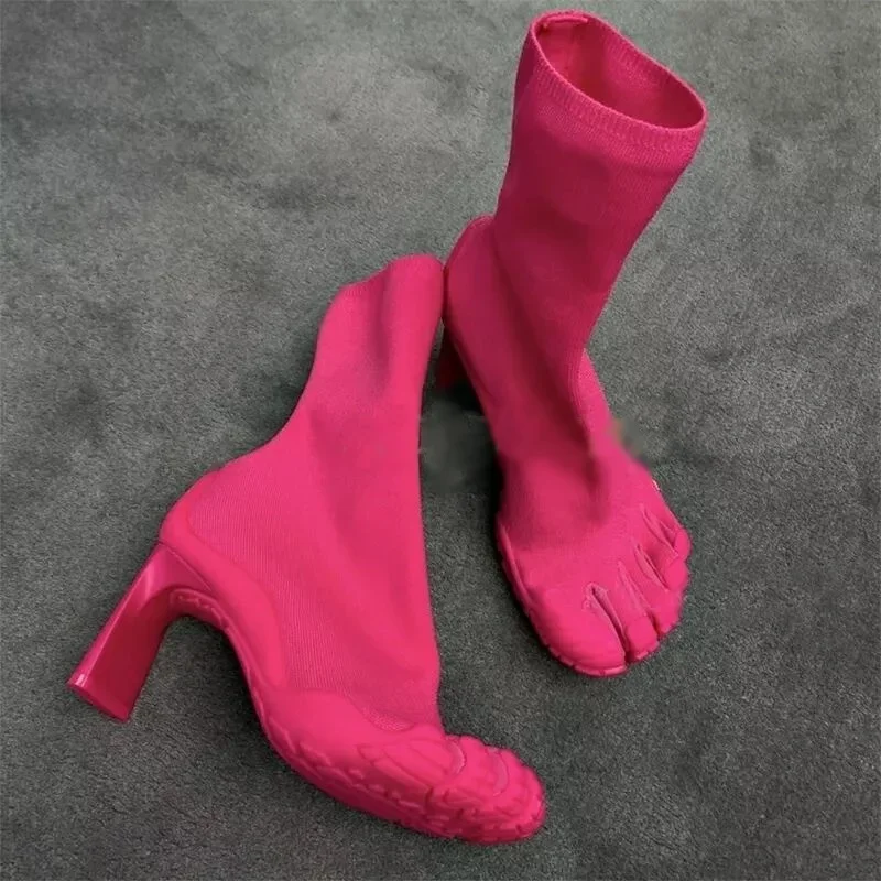 Toe Sock Split - Botas Femininas de Salto Alto com