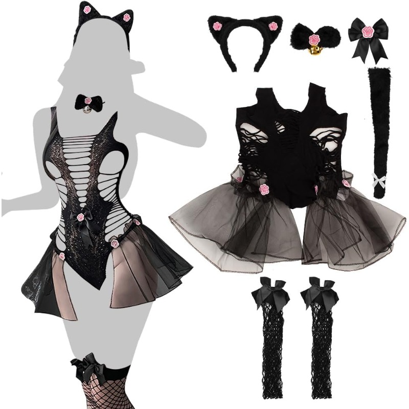Fishnet Stocking Women - Mulheres sexy lingerie cosplay gato adultos