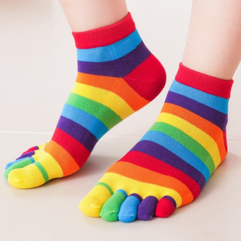 Toe Sock Split - Meias Femininas de Algodão com Listras