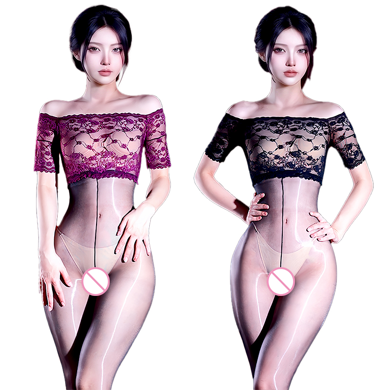 Tights Pantyhose Sheer - Body de Renda Transparente Brilhante Sensual