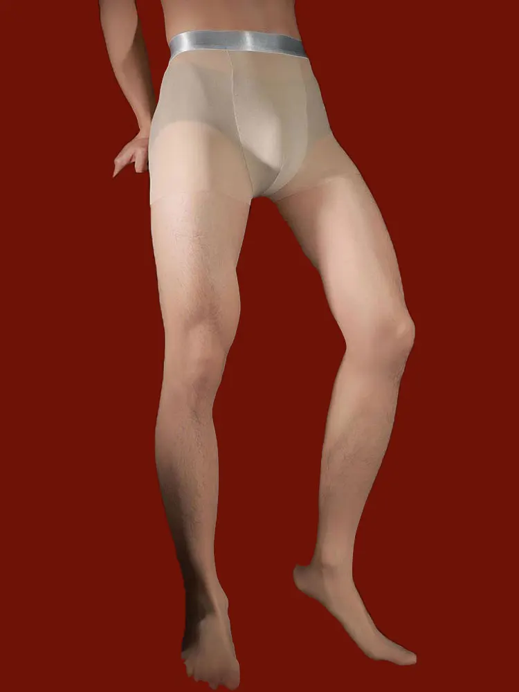Tights Pantyhose Sheer - Meia-calça Masculina Sexy Prateada Sem Costura,