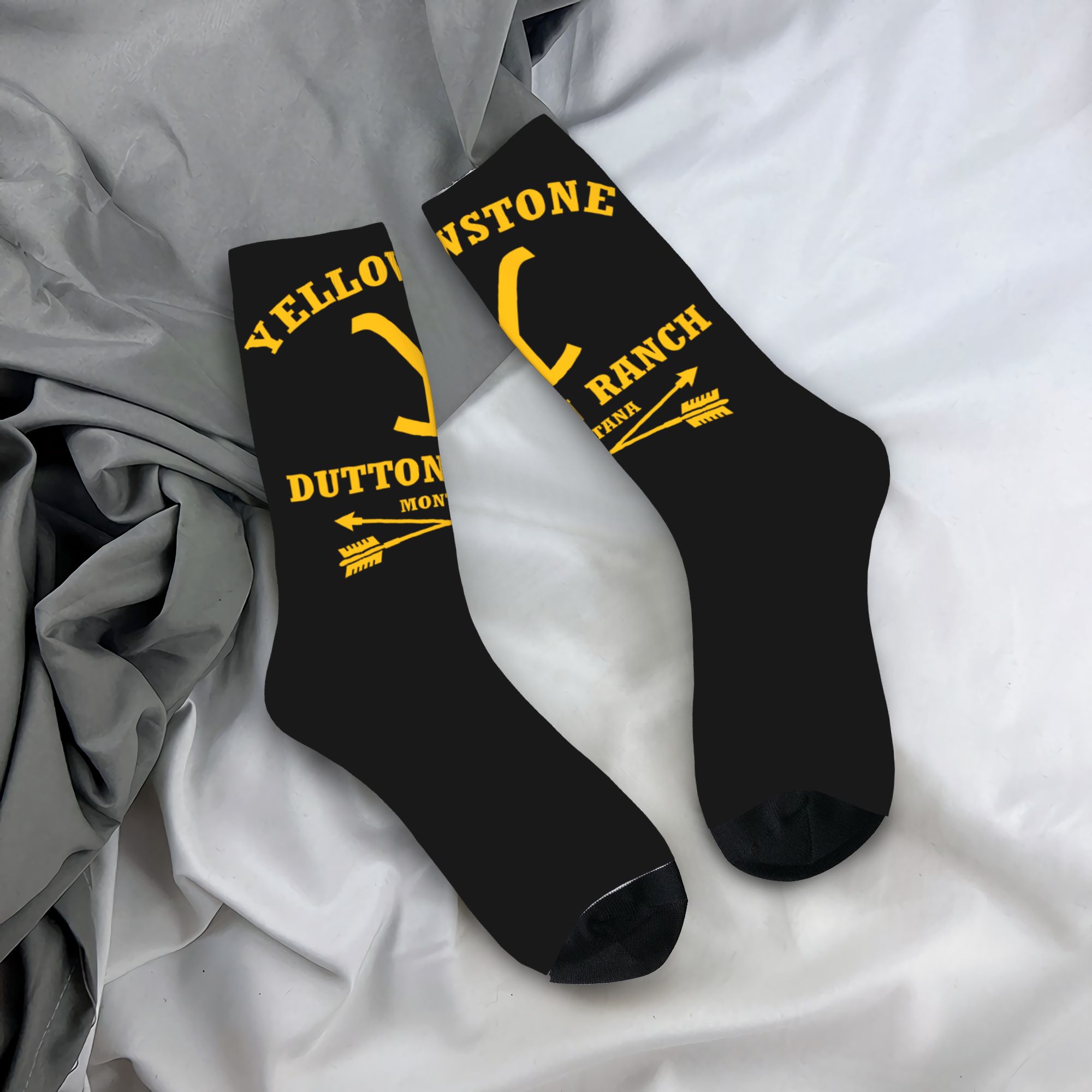 Dress Sock Men - Meias masculinas personalizadas Yellowstone Dutton Ranch,