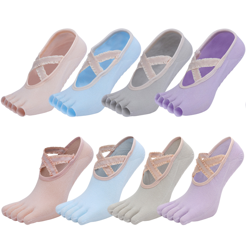 Grip Sock Yoga - Cinco dedo meias de yoga laço