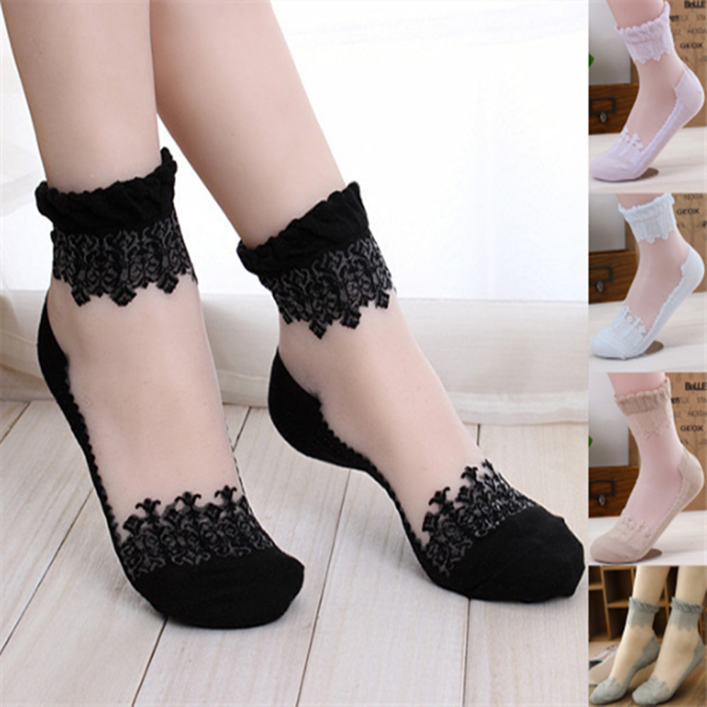 Invisibility Sock Loafer - Mulher renda meia curta meias finas