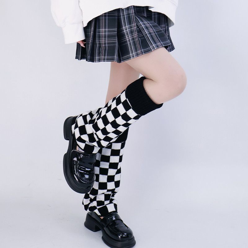 Polainas de Malha Xadrez Preto - Boot Sock Slouchy avaliação e preço