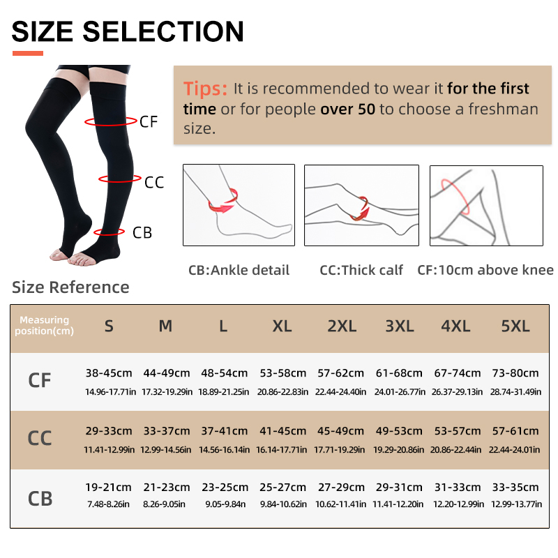 1 par coxa alta aberta dedo do - Compression Sock Medical avaliação e preço