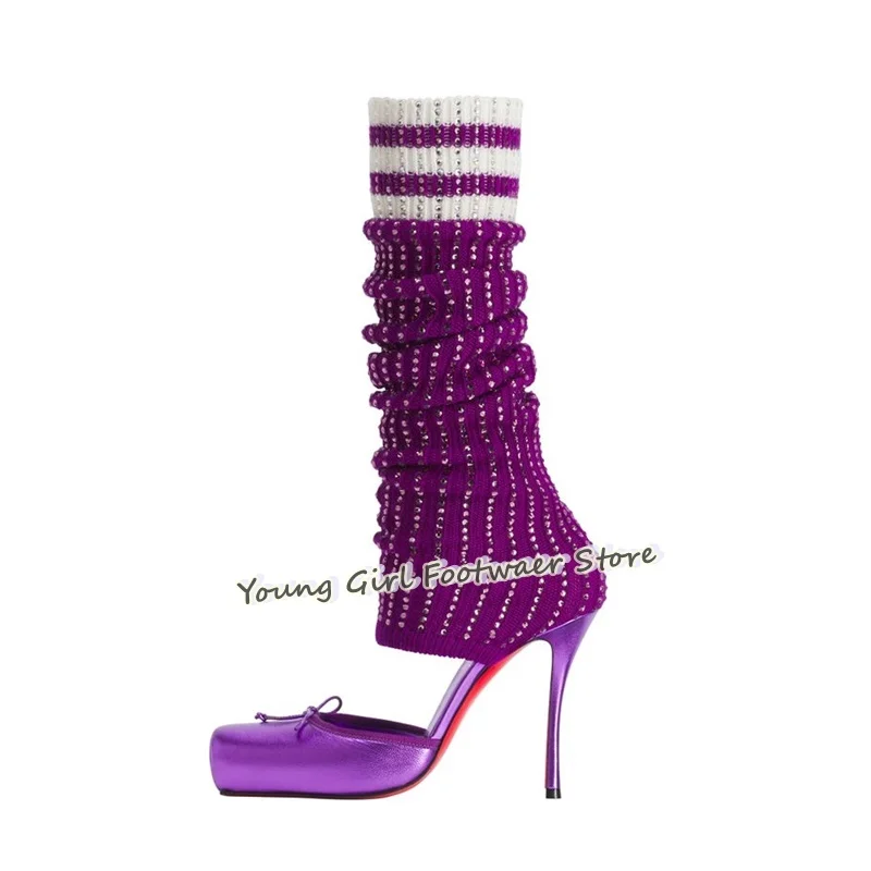 Botas de Salto Agulha Vermelha - Knee High Sock Women avaliação e preço