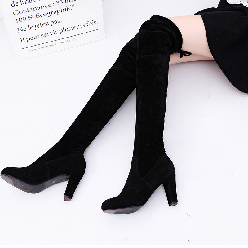Botas femininas tecido elástic - Knee High Sock Women avaliação e preço