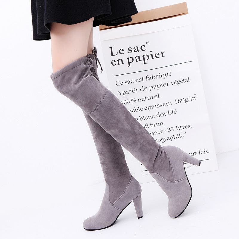 Botas femininas tecido elástic - Knee High Sock Women avaliação e preço