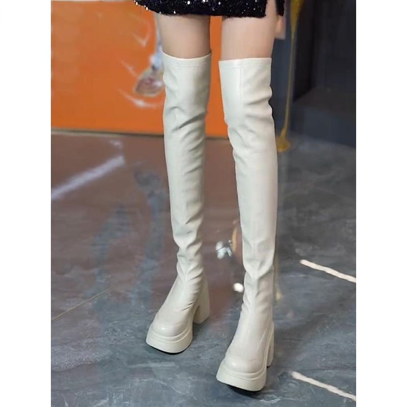 Botas longas de salto alto com - Knee High Sock Women avaliação e preço