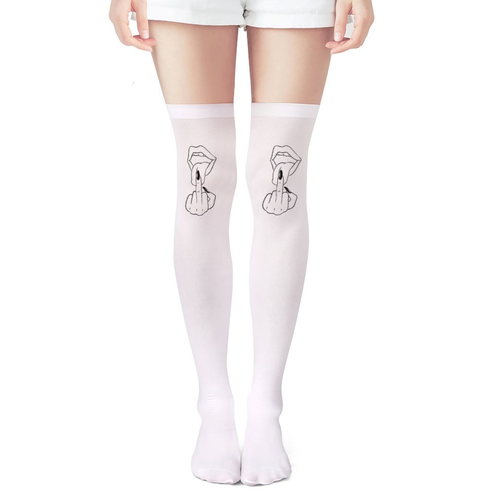 Meias femininas brancas com es - Knee High Sock Women avaliação e preço
