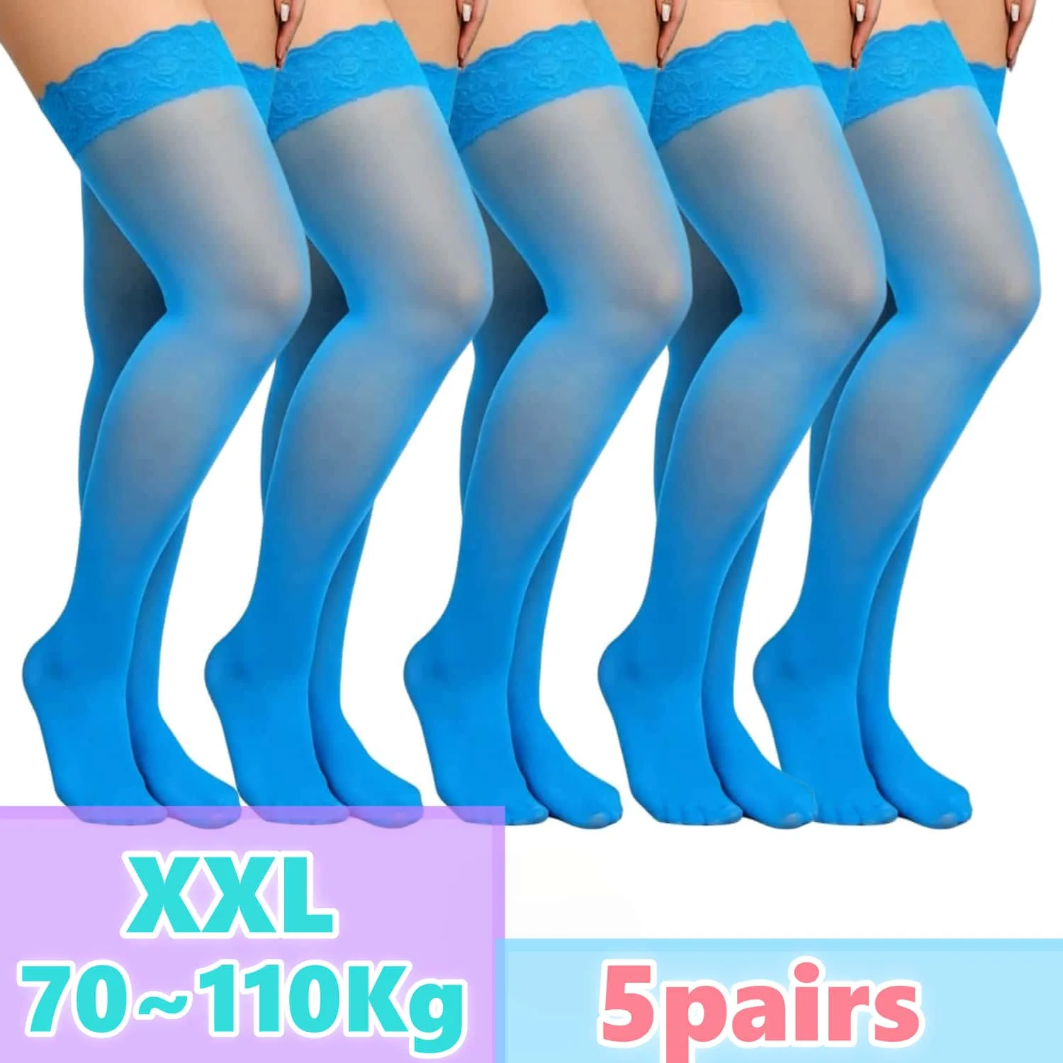 Meias de Renda Plus Size para  - Thigh High Sock Stay Up avaliação e preço