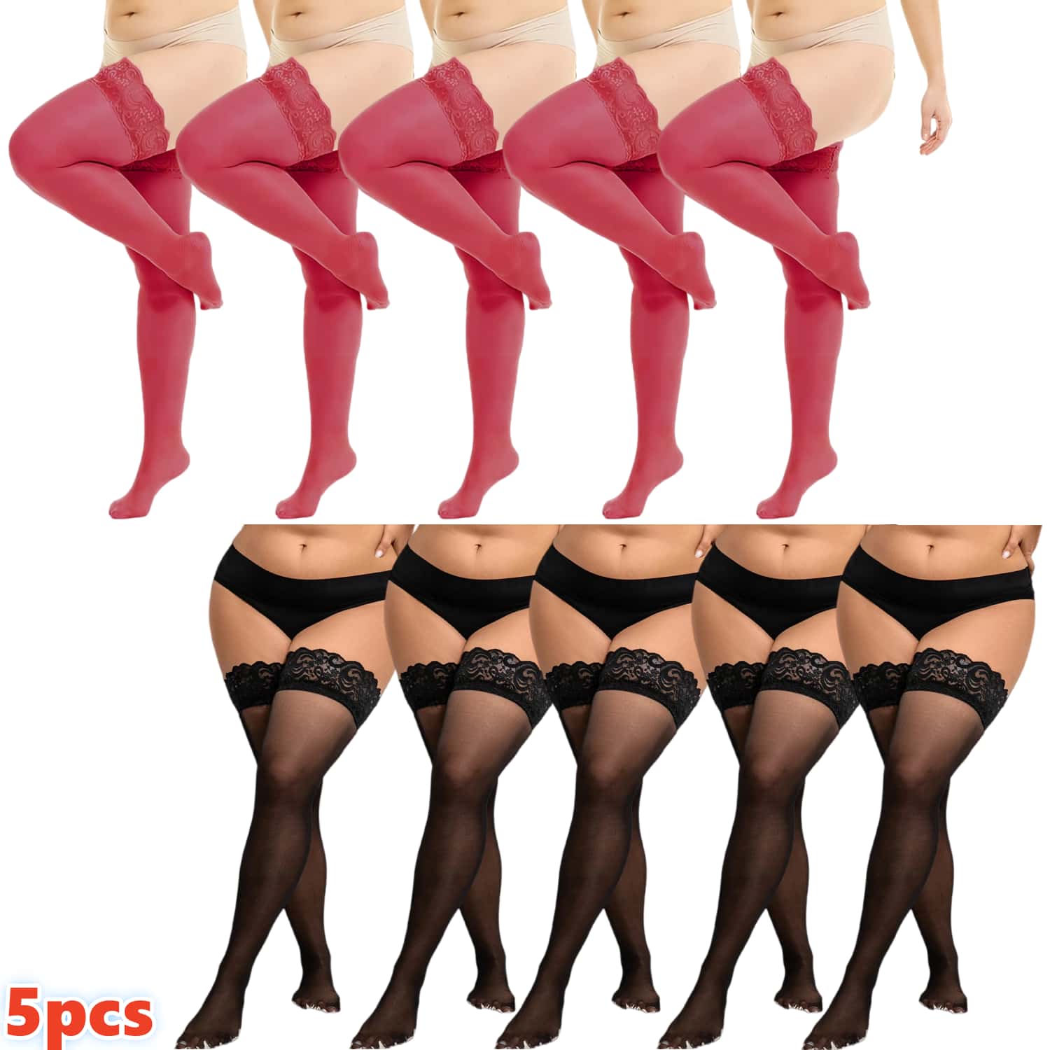 Meias de Renda Plus Size para  - Thigh High Sock Stay Up avaliação e preço
