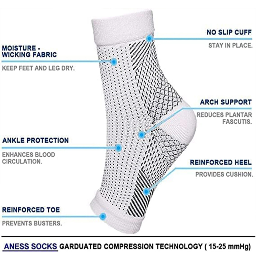 1 par de meias de neuropatia,  - Ankle Brace Sock avaliação e preço