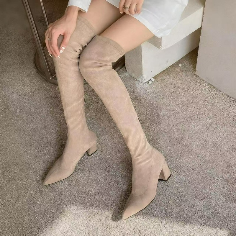 Botas femininas sexy dedo do p - Knee High Sock Women avaliação e preço