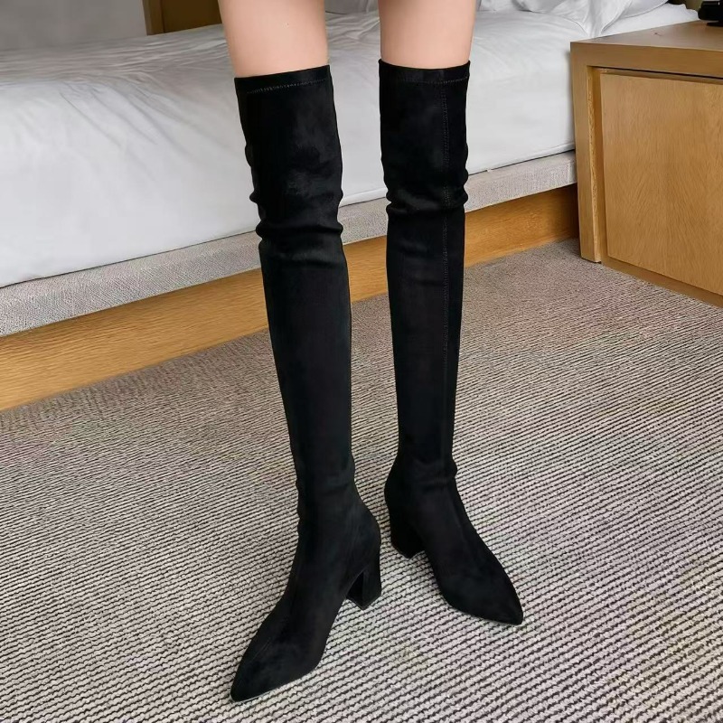 Botas femininas sexy dedo do p - Knee High Sock Women avaliação e preço