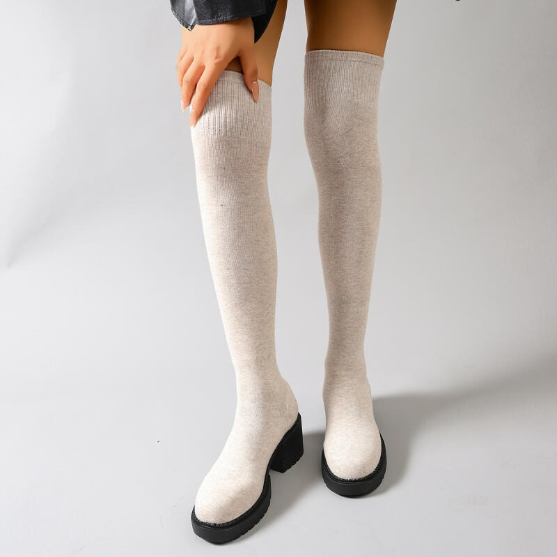 Plataforma grossa sobre o joel - Knee High Sock Women avaliação e preço