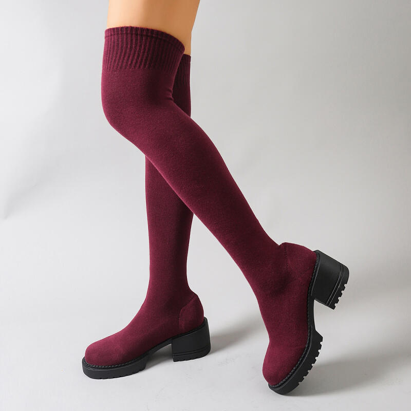 Plataforma grossa sobre o joel - Knee High Sock Women avaliação e preço