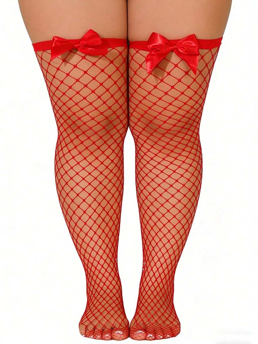 Meias de Rede com Laço Decorat - Knee High Sock Women avaliação e preço
