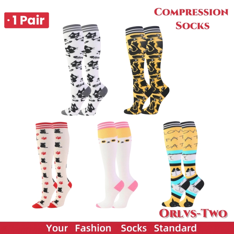1 Pair Cute Cat Compression So - Compression Sock Medical avaliação e preço