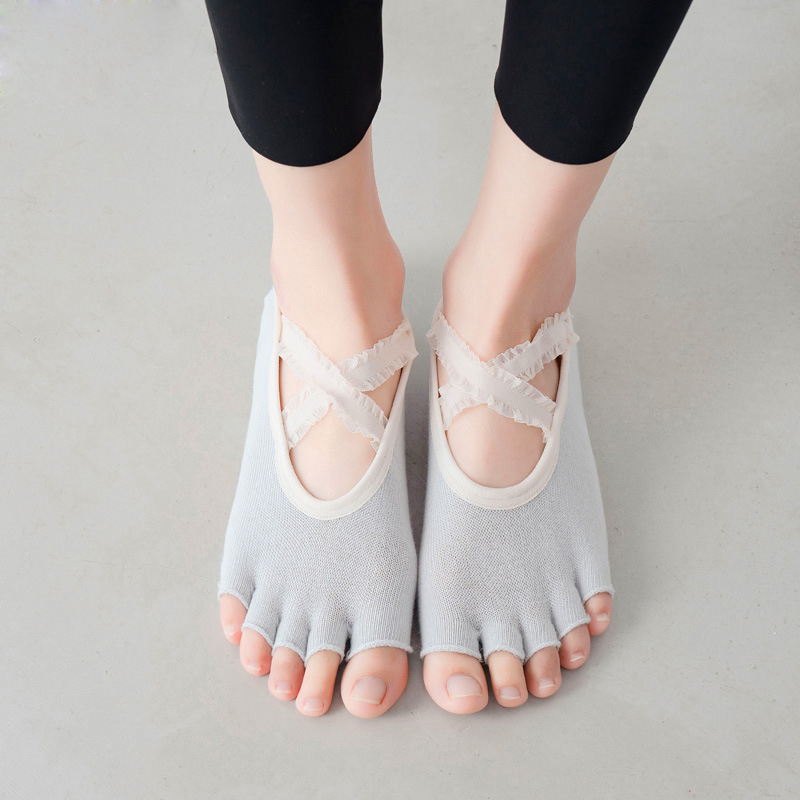 Cinco dedo meias de yoga laço  - Grip Sock Yoga avaliação e preço